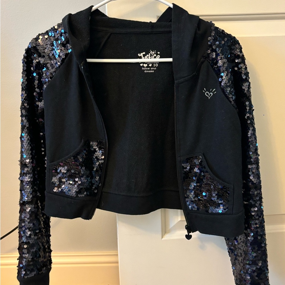 Justice girls size 10 black sequin jacket